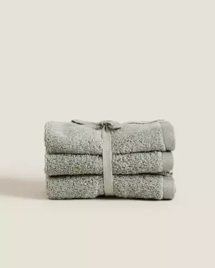 ZARA HOME (НАБОР ИЗ 3 ШТ.) ПОЛОТЕНЦЕ ИЗ ВЫСОКОКАЧЕСТВЕННОГО ХЛОПКА, ЗЕЛЕНЫЙ