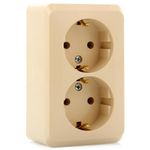 Schneider Electric ЭТЮД Крем Розетка 2-местная открытая установка с заземляющими контактами PA16-007K