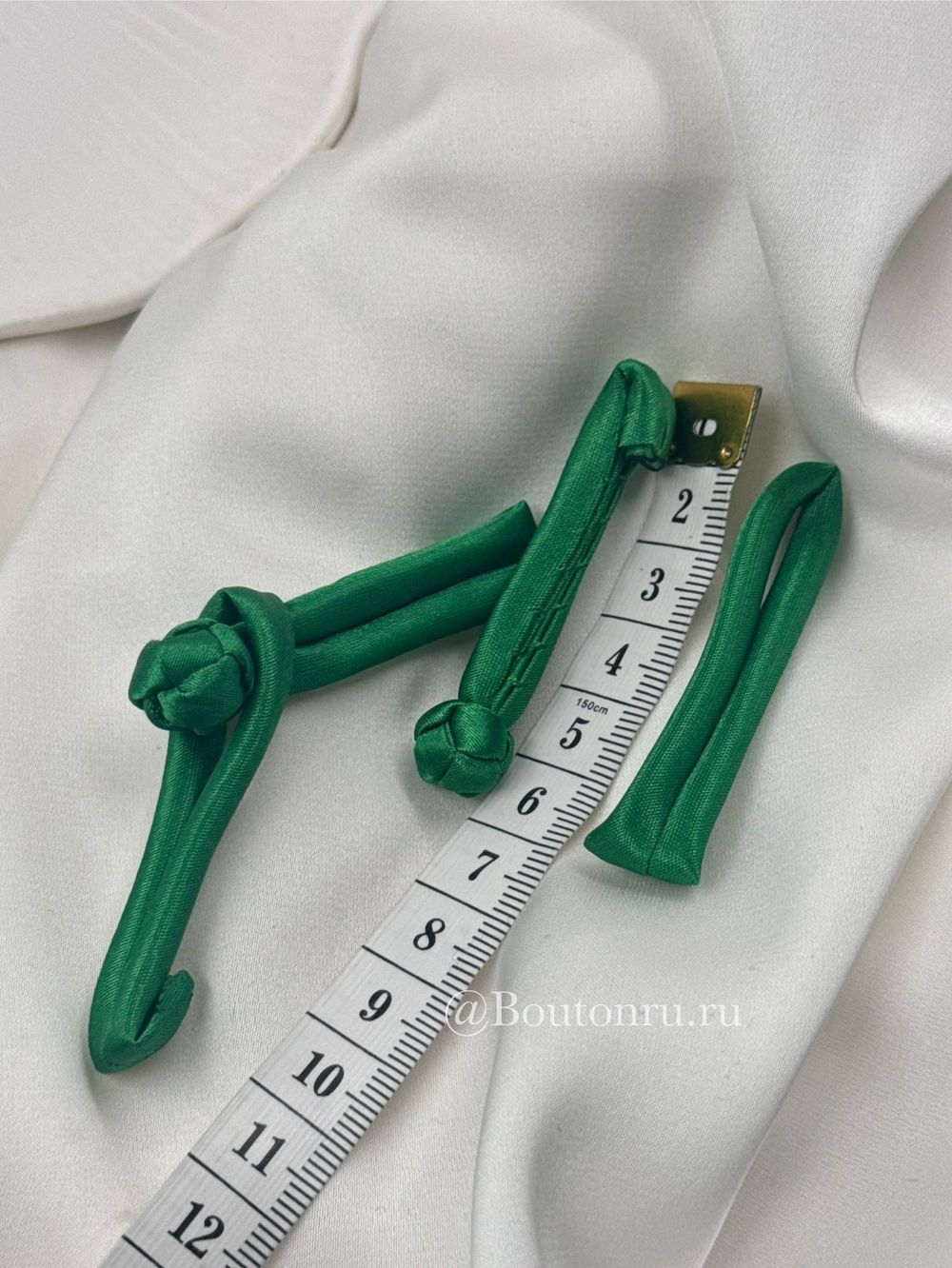 Застежка клевант узел зеленая (китайская пуговица)