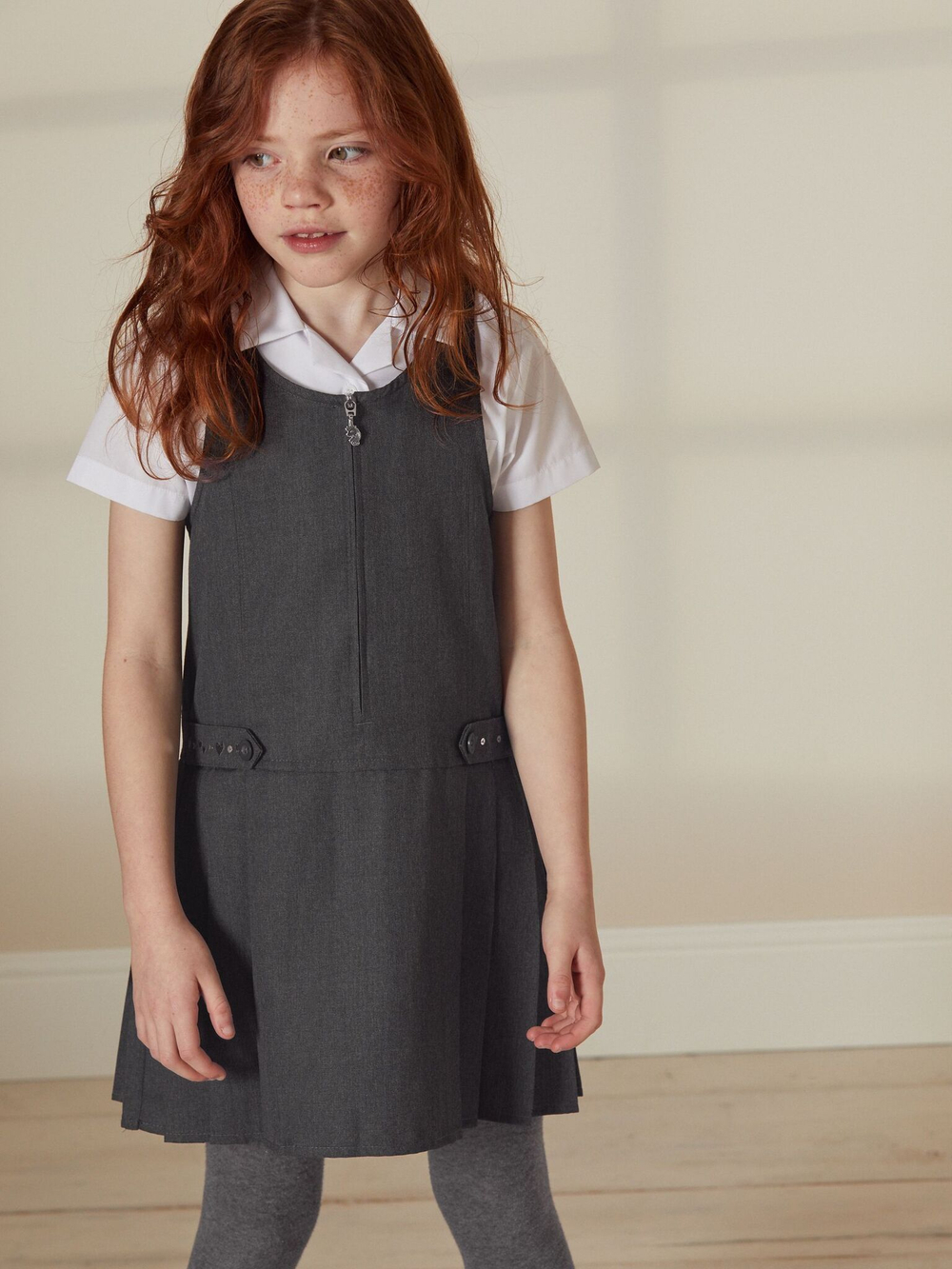 Сарафан школьный на молнии для девочки Next 503-933, Серый