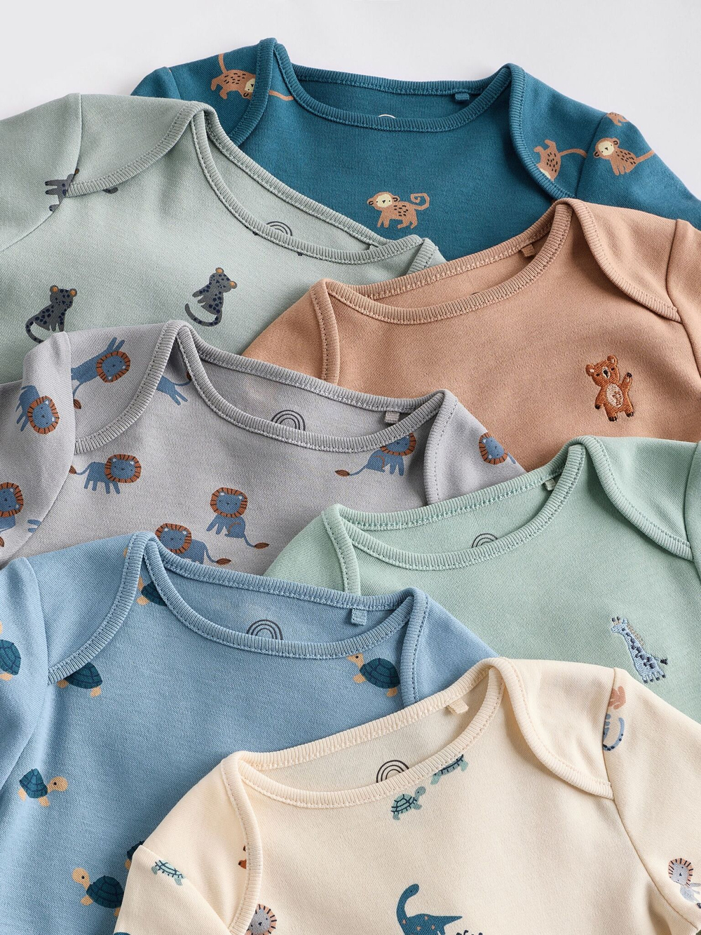 Боди с длинным рукавом для малышей Next N27-269, 7 шт., Молочный, Серый, Синий