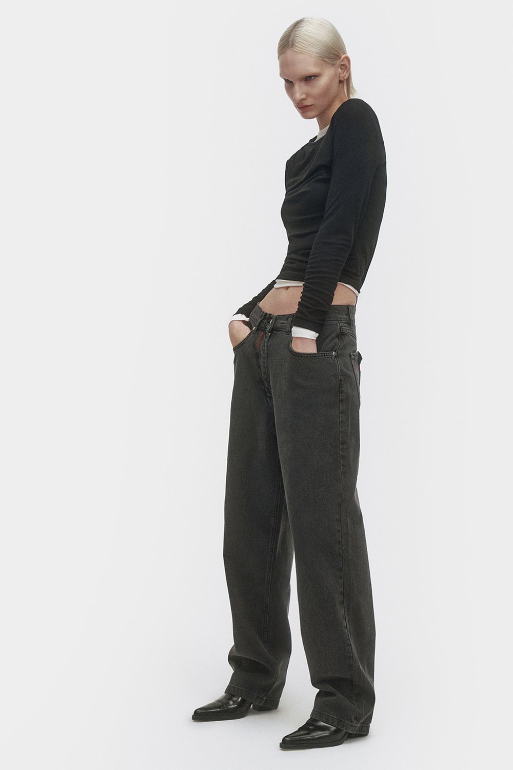 Джинсы женские широкие серого цвета Woman Jeans Wide Grey