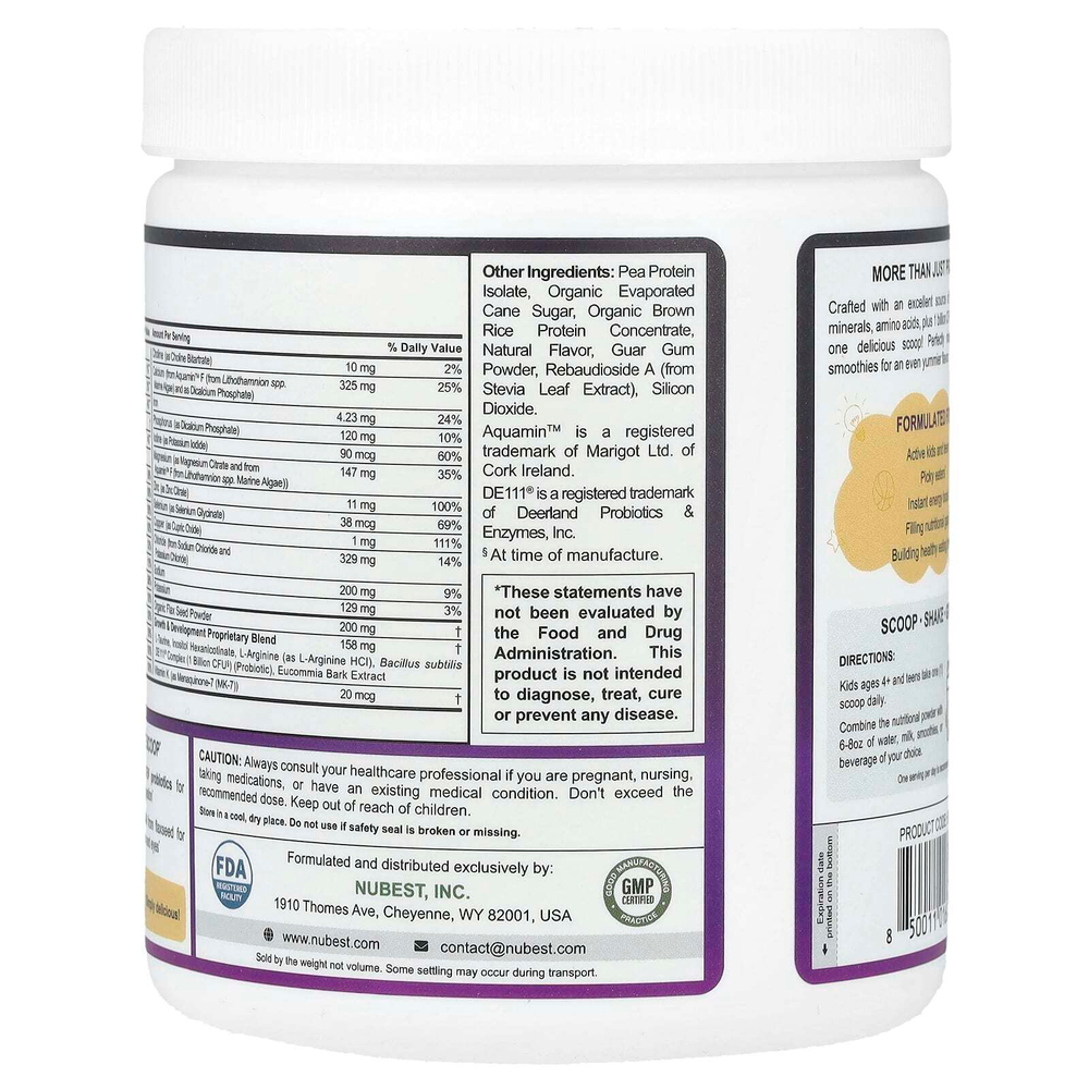 NuBest, Nubest Tall®, протеиновый порошок для роста, для детей от 4 лет, ваниль, 220 г (7,76 унции)