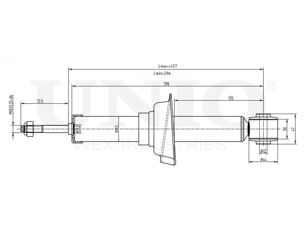 Амортизатор газовый задней подвески UNIO SAB-10581