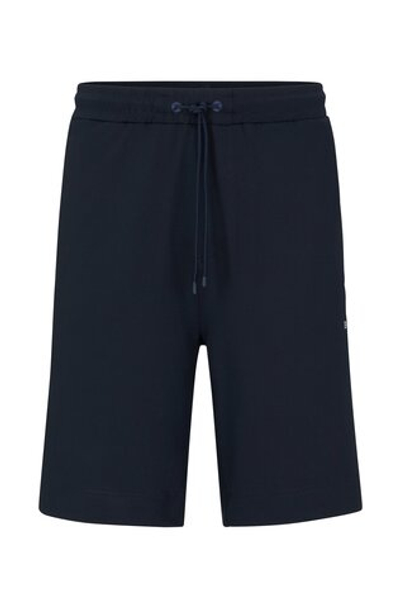 Мужские теннисные шорты BOSS x Matteo Berrettini Regular-Fit Shorts In Stretch Fabric - dark blue