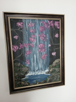 Картина "Сакура". Холст на подрамнике. Кисти. Масло. 48x35 см.