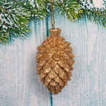 Украшение новогоднее подвесное «Новогодняя шишка» 6 см, шампань