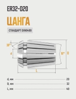 ER32-D20 цанга с точностью 0,008
