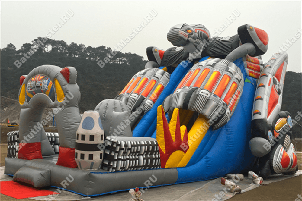 Коммерческий надувной батут-горка "Робот" 15*8*10 м
