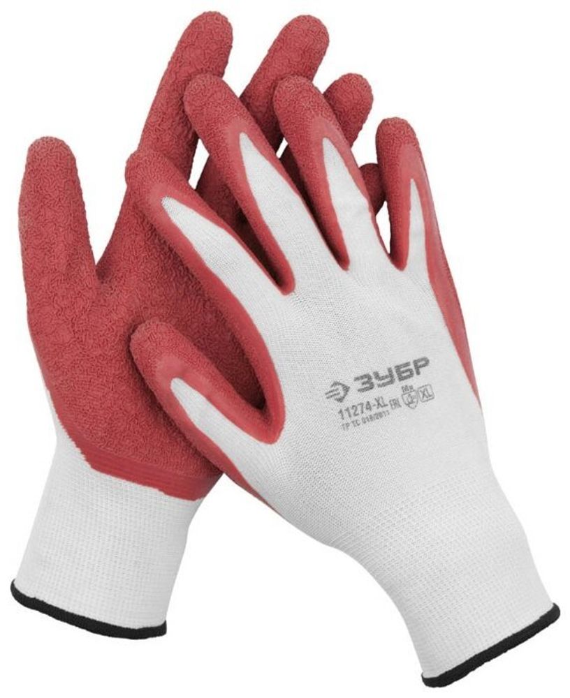 Перчатки ЗУБР "МАСТЕР" тонкие, с рельефным латексным покрытием, р-р М