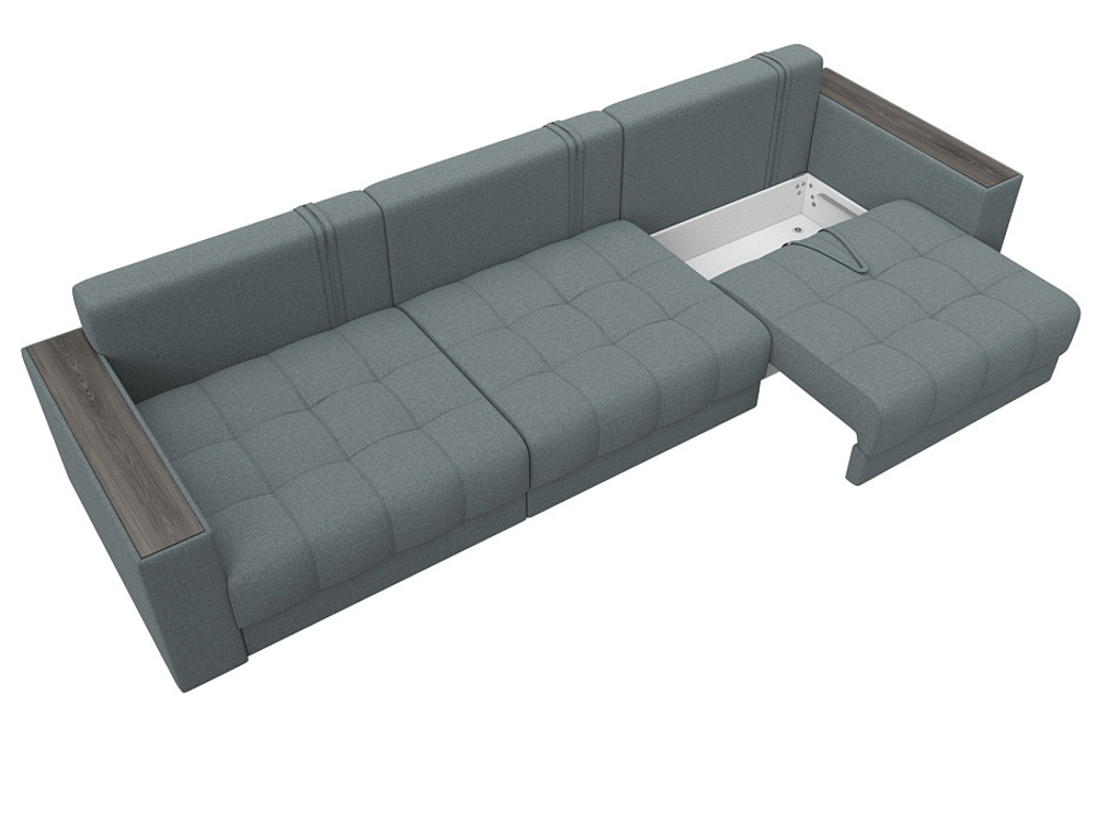 Диван прямой с декором Лига-049 НПБ Лонг, Амур 07 РОГОЖКА серый