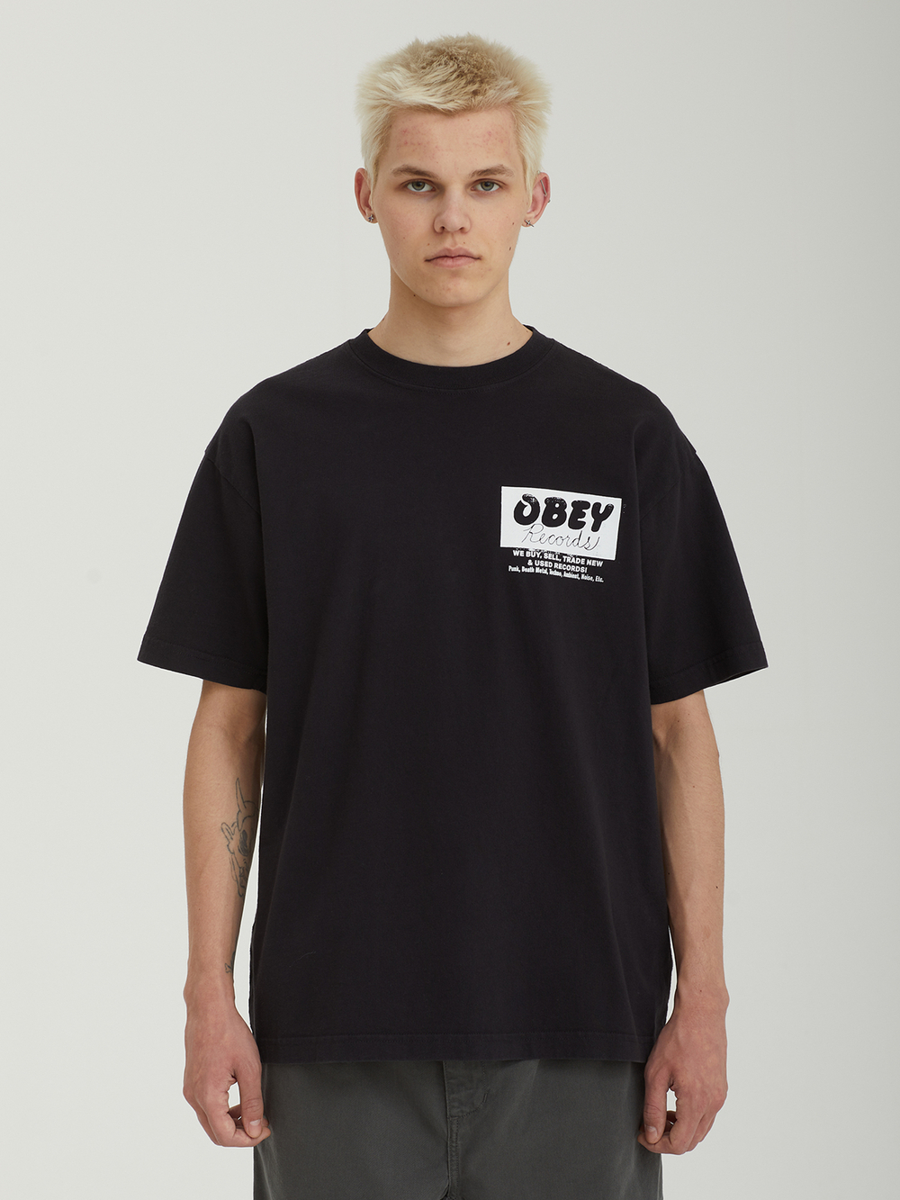 Мужская Футболка Obey Records Buy, Sell, Trade