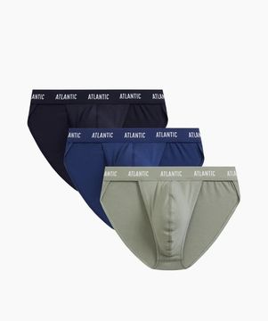 Мужские трусы (3шт) слипы танга Atlantic 3MP-1576, темно-синий + темно-голубой + светло-зеленый