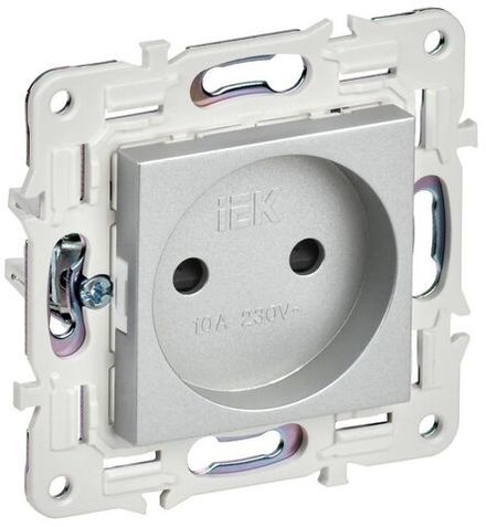 Розетка SKANDY 10А без заземл. защ. шторки SK-R01S серебр. IEK SK-R13-10-K23