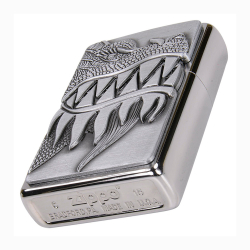 Зажигалка Zippo 200 Fire Breathing Dragon, латунь/сталь серебристая с покрытием Brushed Chrome