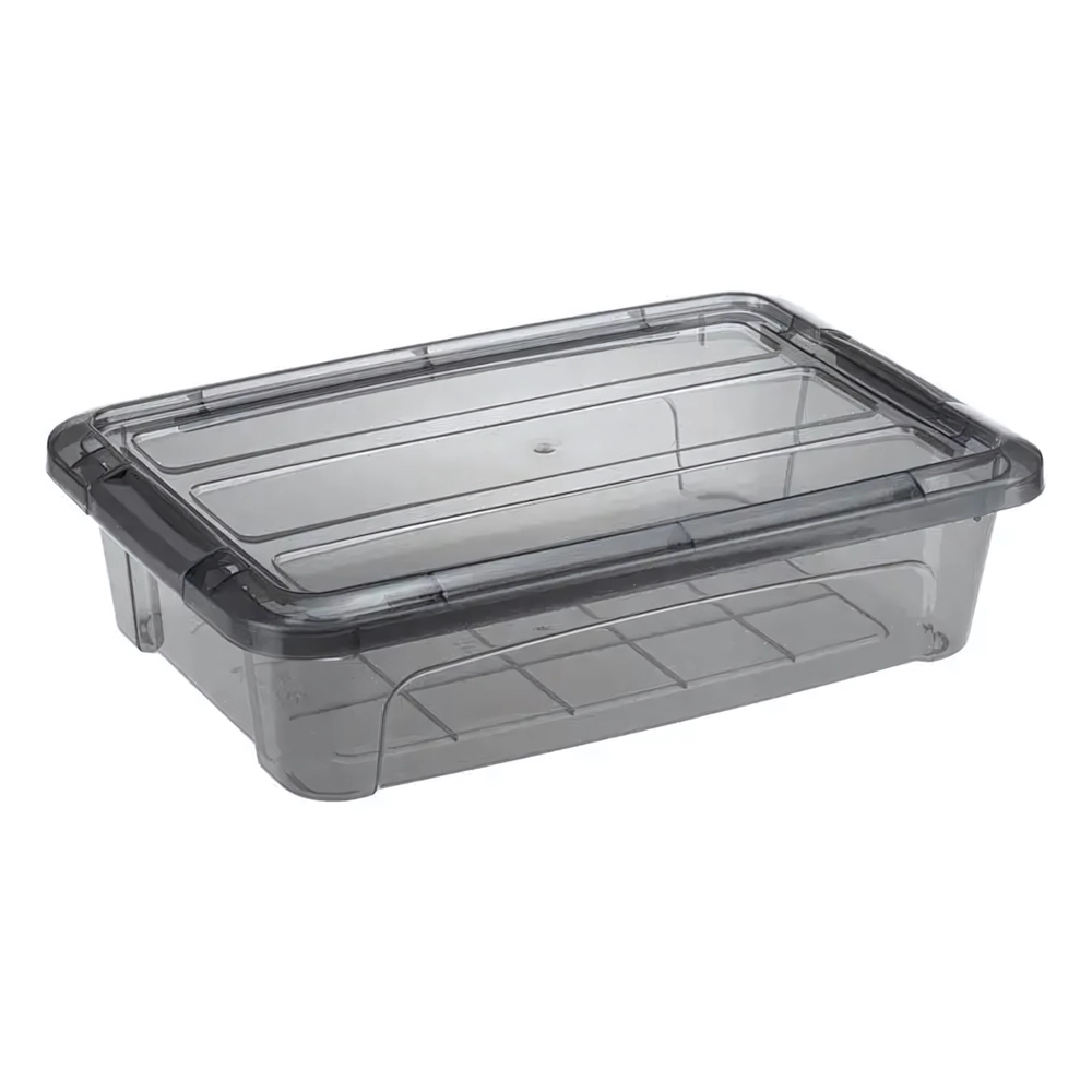 Ящик для хранения с замками КИП 2,8л Черный прозрачный