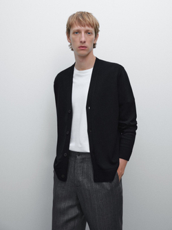 Massimo Dutti Кардиган из 100% хлопка, темно-синий