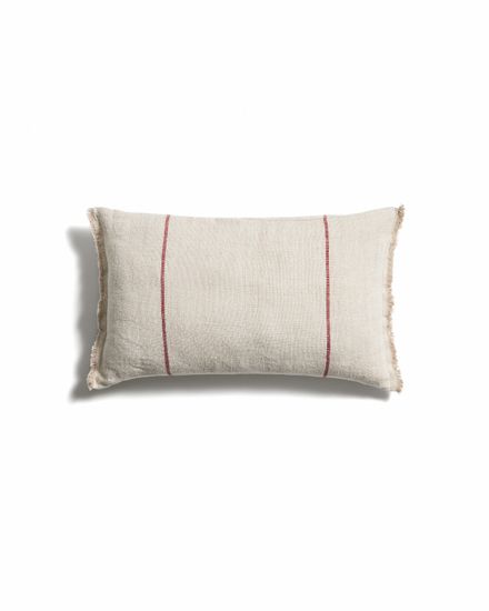 Чехол для подушки Lidore из бежевого льна с красными полосами, 30 x 50 см