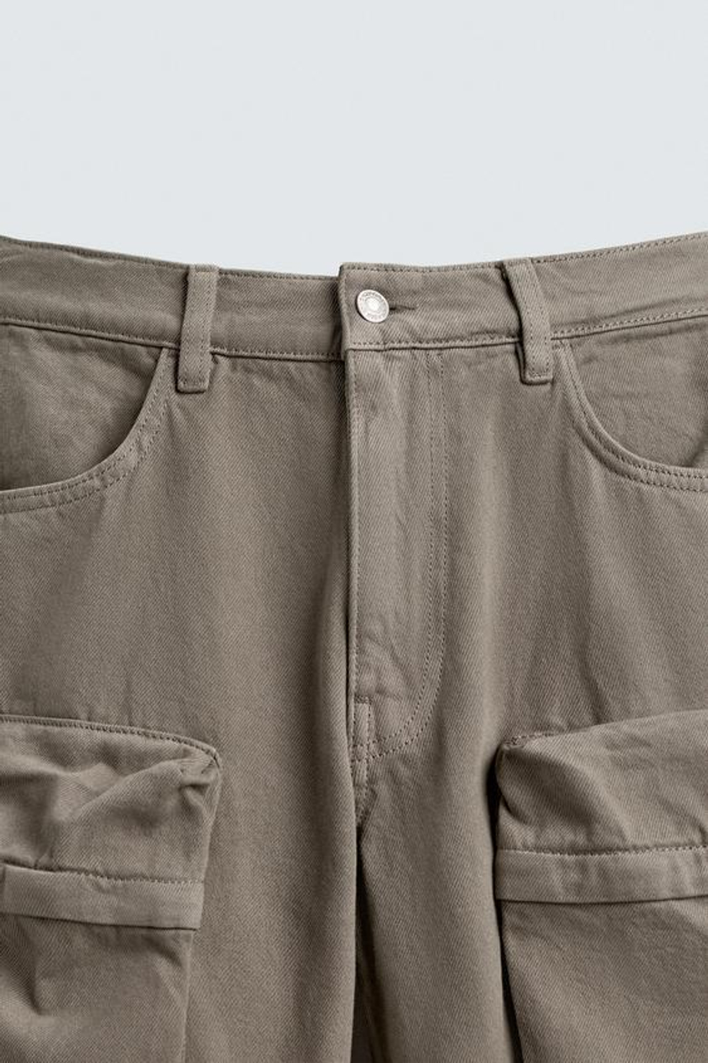 ZARA ДЖИНСОВЫЕ БРЮКИ КАРГО С КАРМАНАМИ, ПЕСОЧНЫЙ