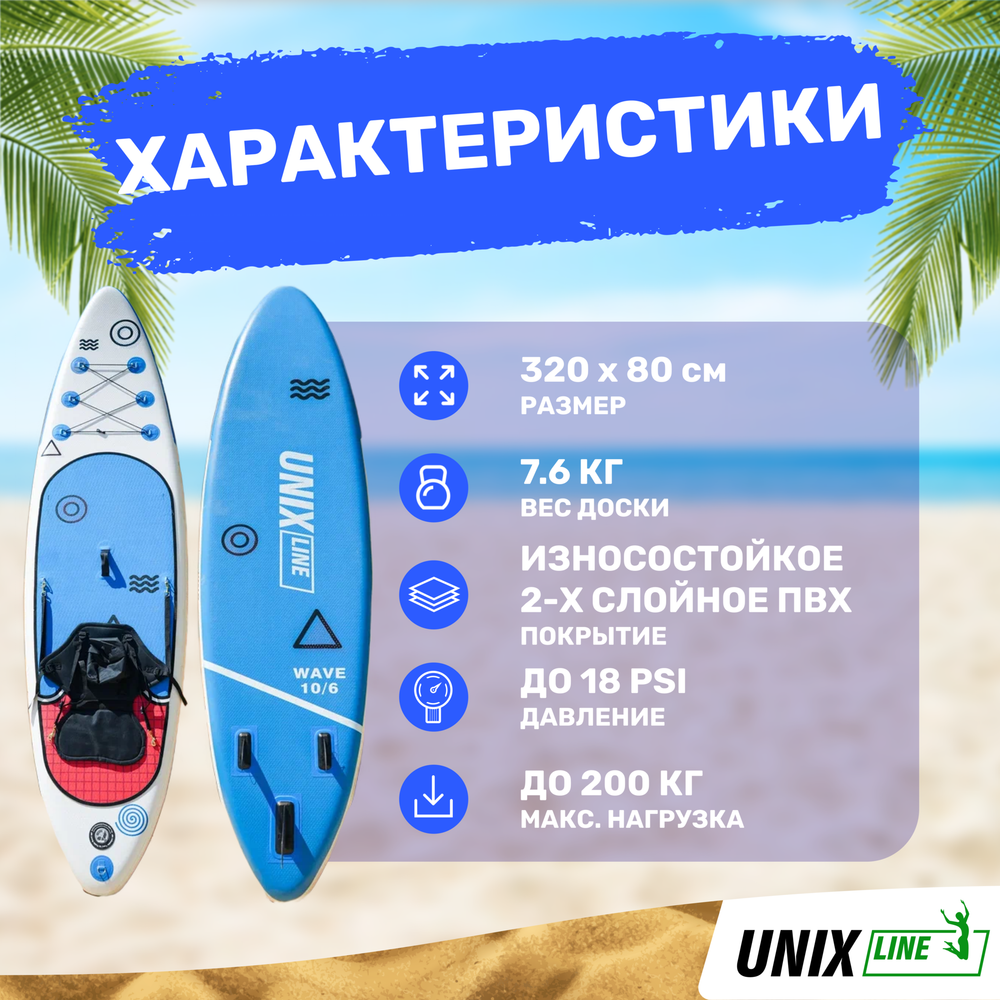 SUP-борд UNIX Line Deep Sea (320 cm) + сиденье