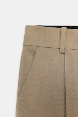 ZARA БРЮКИ MINIMAL WIDE LEG — ZW COLLECTION, СЕРО-КОРИЧНЕВЫЙ