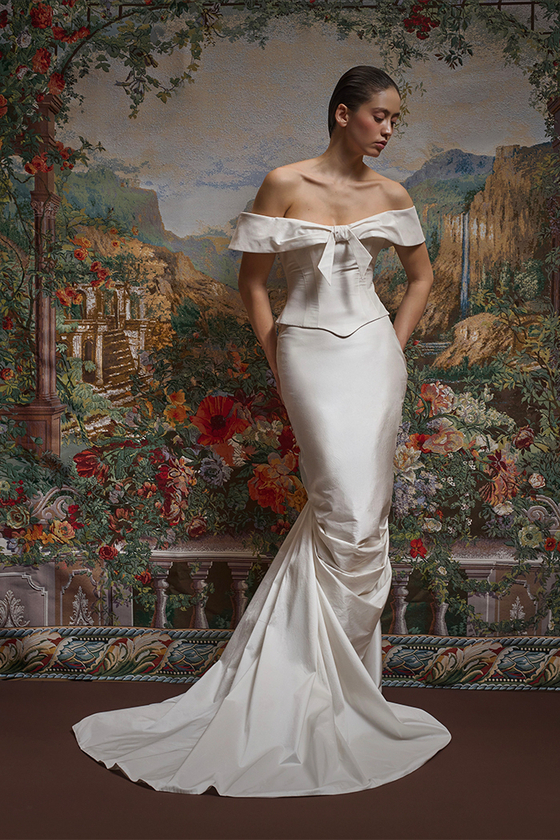 Драпированная юбка-макси из дикого шелка со шлейфом