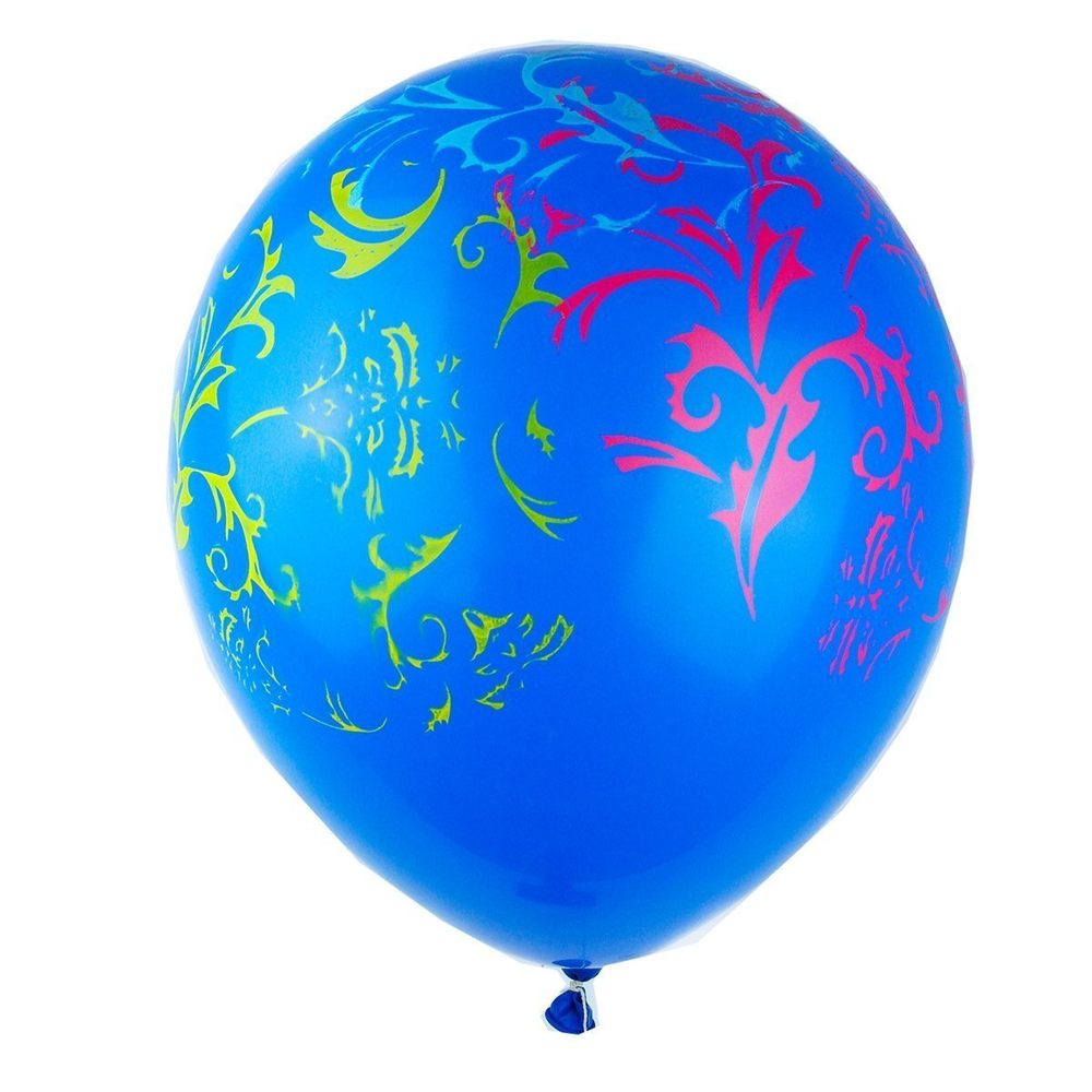 Шар воздушный Alingar, №12, с рисунком" Орнамент", цвета ассорти, 100шт/уп, пакет с европодвесом