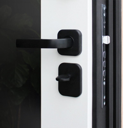 Входная металлическая дверь с зеркалом "Фрегат" дуб галиаф, шагрень черная, черный молдинг / Белый матовый