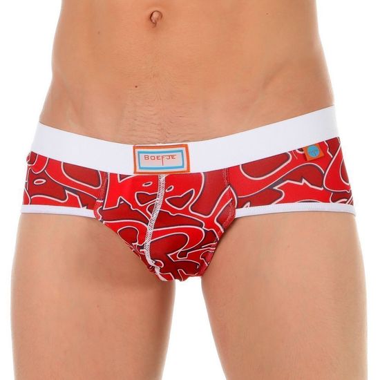 Трусы мужские брифы красные с белой резинкой Boefje 35700