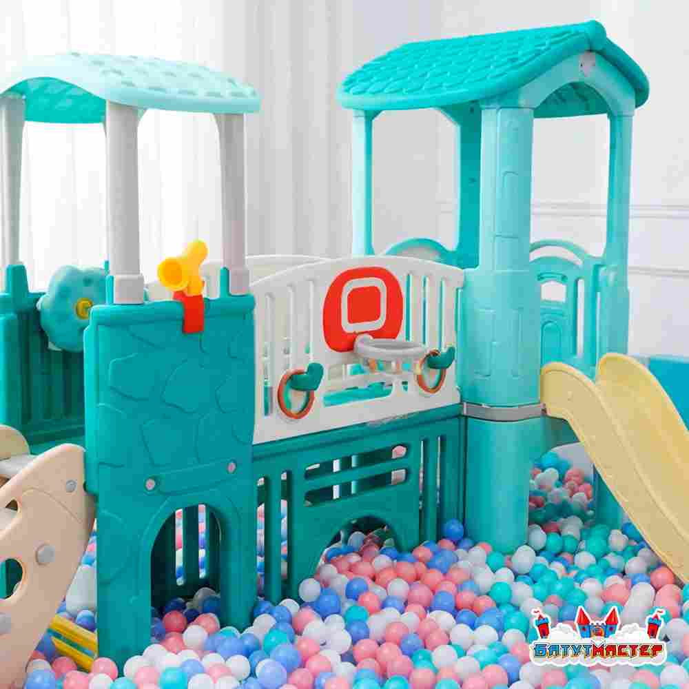 Сухой бассейн с игровым комплексом «Бирюза», 5×5×0,6 м