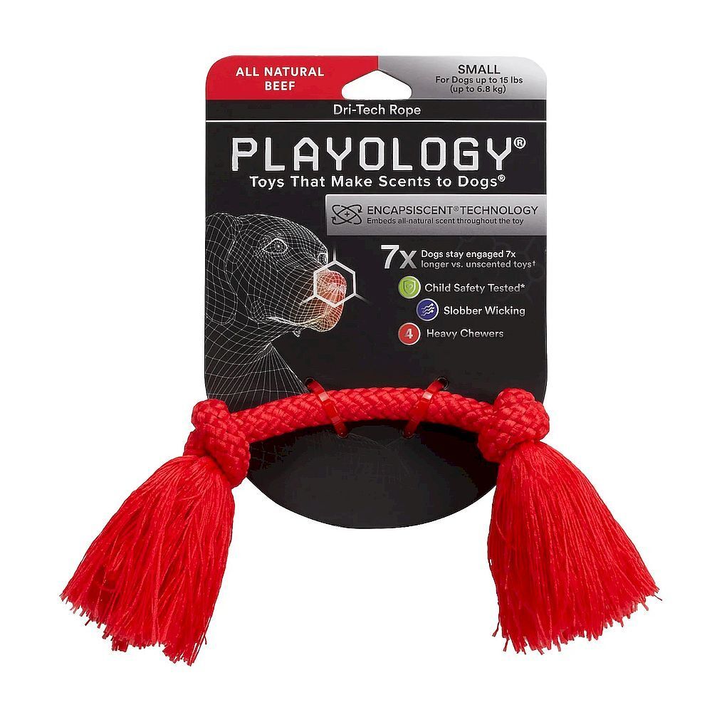 Playology DRI-TECH ROPE жевательный канат с ароматом говядины, маленький, красный