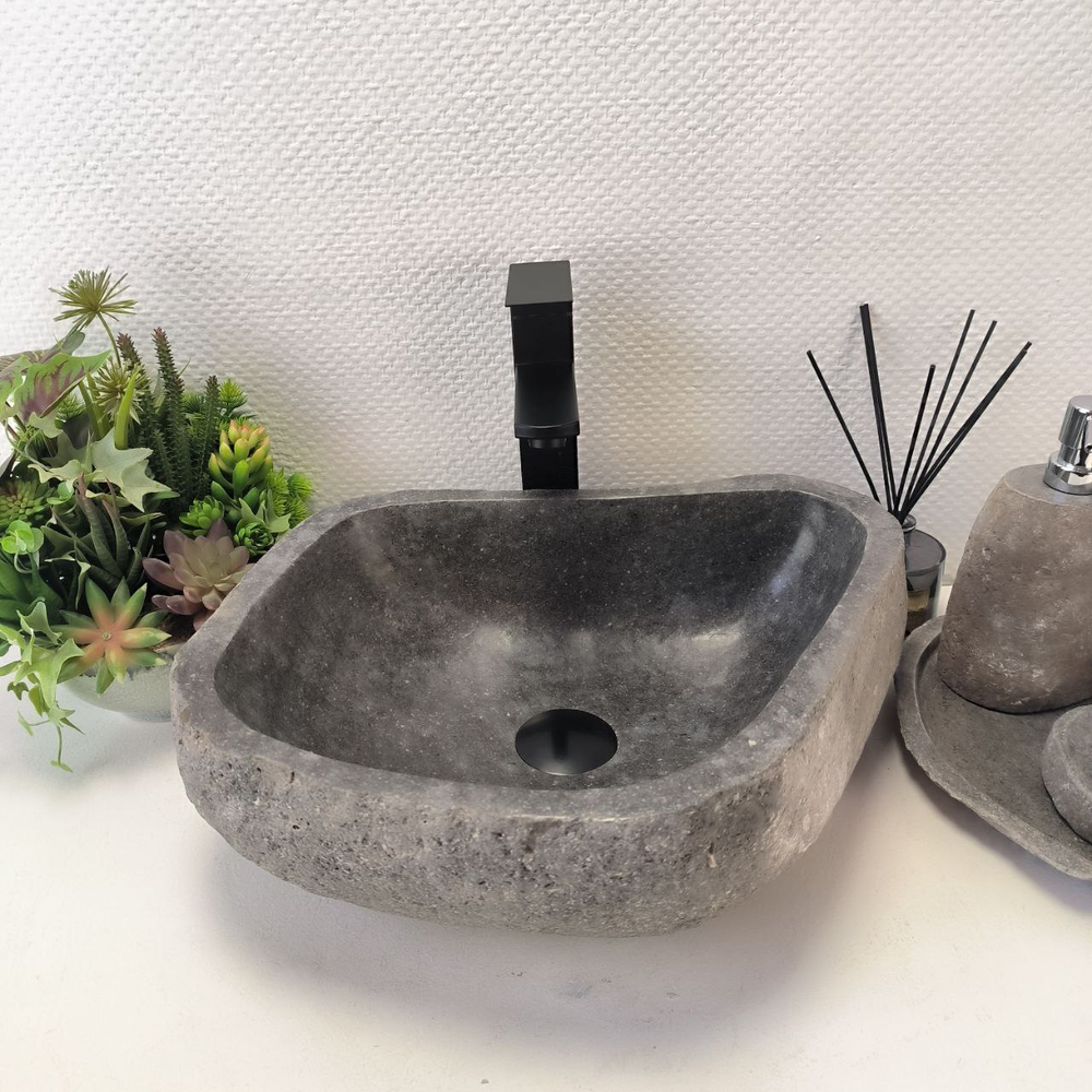 Каменная раковина из речного камня RS-63589 (42*35*14) 0122