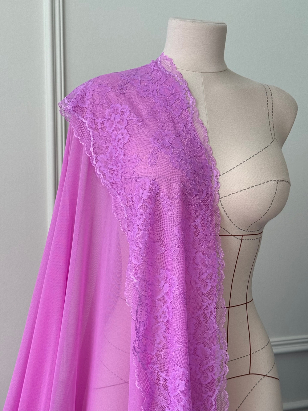 Кружево эластичное РОЗОВАЯ ЛАВАНДА 21 см