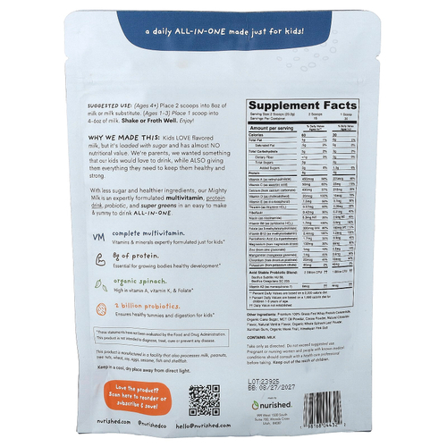 Nurished, Mighty Milk, печенье и сливки, для детей, 303 г (10,7 унции)