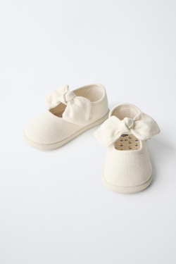 ZARA ТУФЛИ С БАНТОМ BAREFOOT, ЭКРЮ