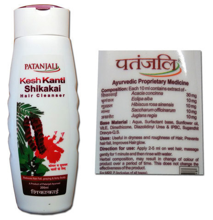 Шампунь Patanjali Kesh Kanti Shikakai Шикакай, повышает прочность волос, увеличивает объем, 200 мл.