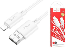 Кабель iPhone Lightning  HOCO X88 Gratified, 1м, круглый, 2.4A белый