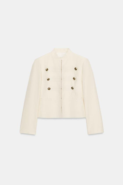 ZARA ПРИТАЛЕННАЯ КУРТКА С ПУГОВИЦАМИ — ZW COLLECTION, ЭКРЮ