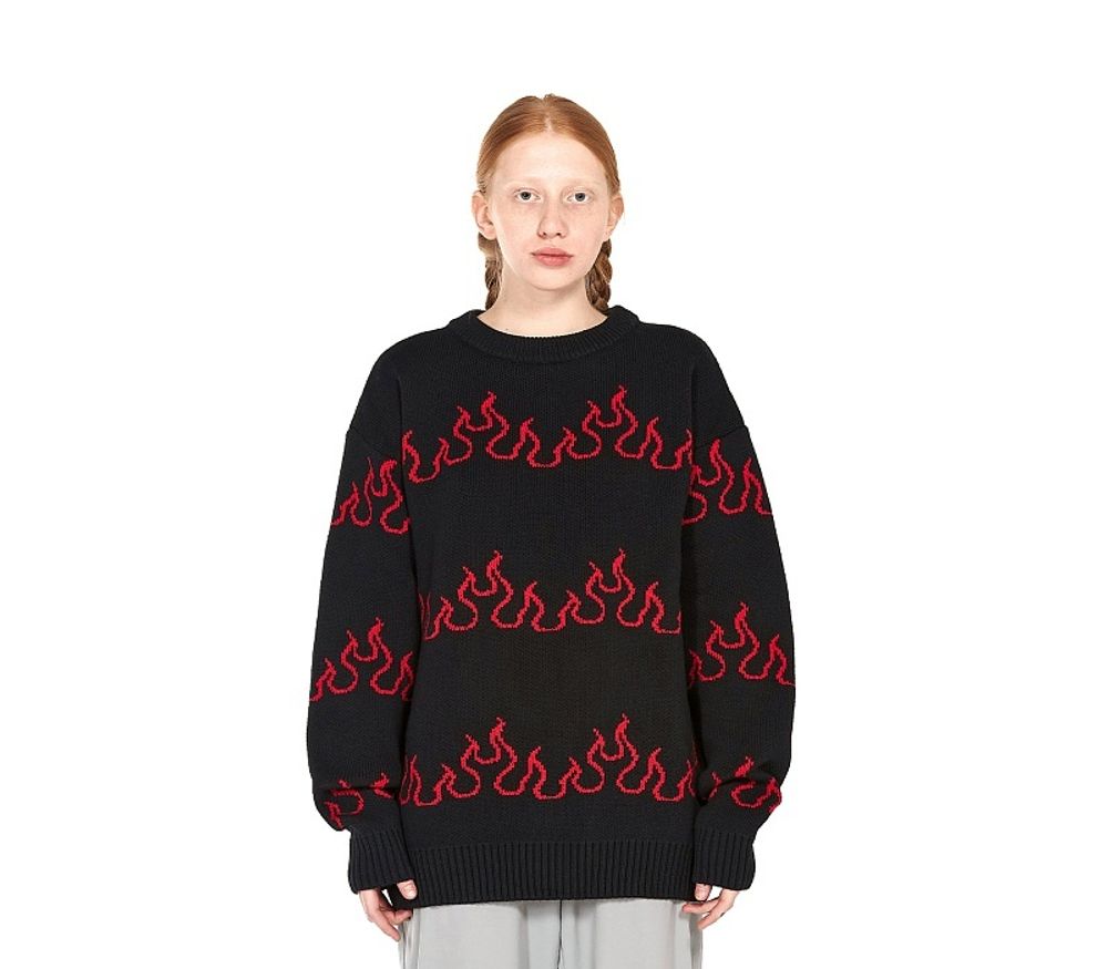 Свитер Волчок Flame черный