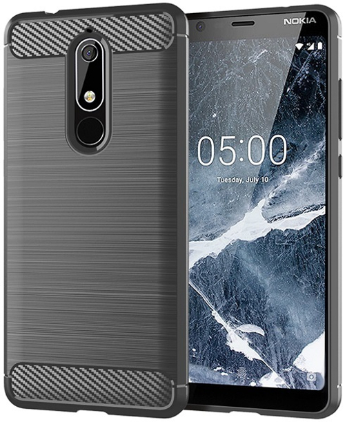 Чехол на Nokia 5.1 цвет Gray (серый), серия Carbon от Caseport