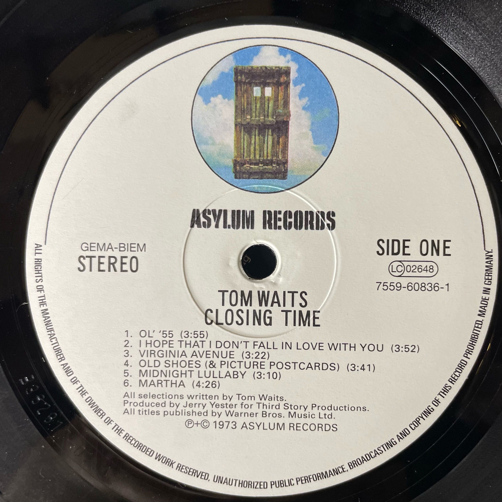 Винтажная виниловая пластинка LP Tom Waits Closing Time (Германия 2005)