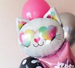 AN Шар Фигура Кошечка голова черно-белая 17"/43см * 17"/43см (БГ-17)