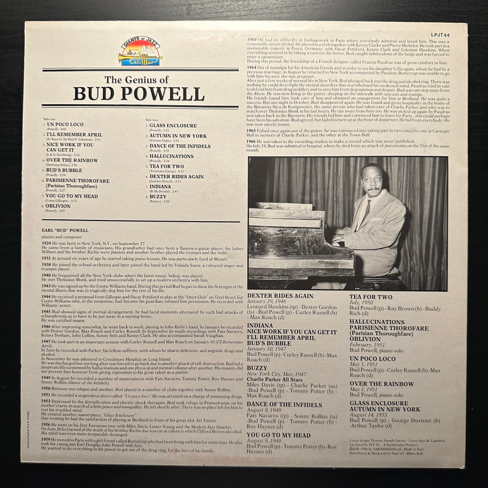 Bud Powell - The Genius Of Bud Powell (Италия 1986г.)