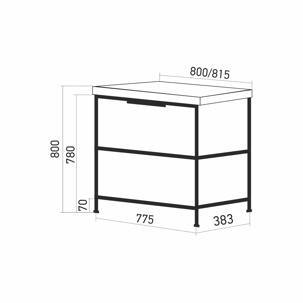 Тумба д/ванной "БРУКЛИН-80" Бетон под раковину Фостер 80 (Kirovit)/Fest 80 (Sanita Luxe) ЛОФТ (ЛДСП)