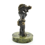 Лошадь деловая из бронзы на камне змеевик 45*45*80мм