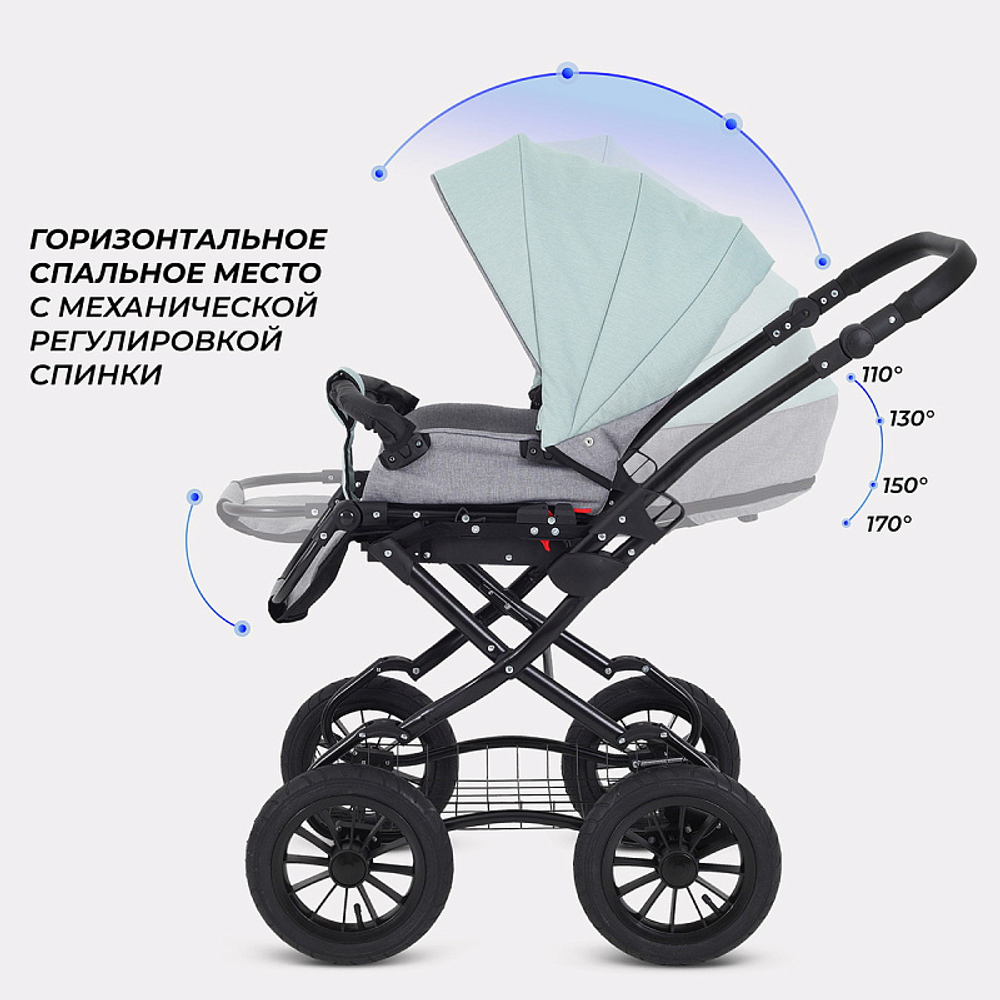 Детская коляска Rant Siena Classic New 2 в 1 10 серый-ментоловый