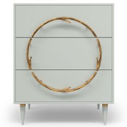 Комод Арт Колор matte Классик Голд с 3 ящиками Серый дым матовый