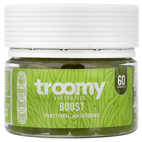Troomy Nootropics, Boost, Functional Mushrooms Gummies, Lemon Lime, 60 Gummies, 9.52 oz (270 g)