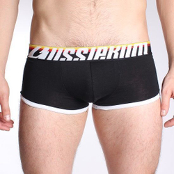 Мужские трусы хипсы черные с цветной резинкой Aussiebum Fire Boxer AB00186