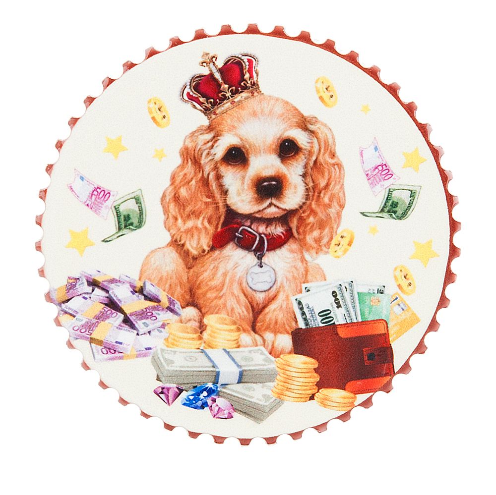 Фигурка декоративная (магнит) "Собачка-королева" d=7см. и=0,5см. (6видов) (min12)